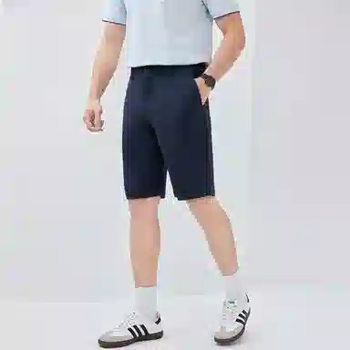 佐丹奴 天然棉麻半松紧腰梭织休闲短裤 男款