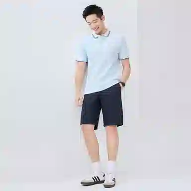 佐丹奴 天然棉麻半松紧腰梭织休闲短裤 男款