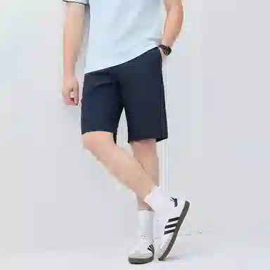 佐丹奴 天然棉麻半松紧腰梭织休闲短裤 男款