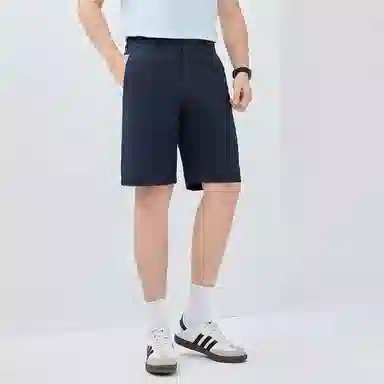 佐丹奴 天然棉麻半松紧腰梭织休闲短裤 男款