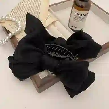 水中玉 优雅黑蝴蝶结发饰气质简约丸子头抓夹女发卡头饰 发夹 女款