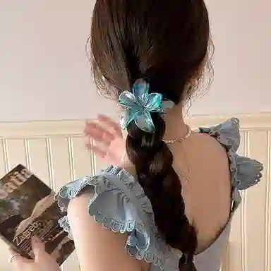 水中玉 透明花朵抓夹 后脑勺半扎发中号鲨鱼夹头饰夹子发卡发抓 发夹 女款