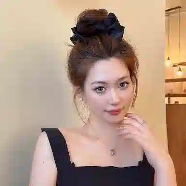 水中玉 优雅黑蝴蝶结发饰气质简约丸子头抓夹女发卡头饰 发夹 女款