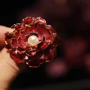 山一丸 复古多层立体牡丹花淡水珍珠 铜 胸针 女款