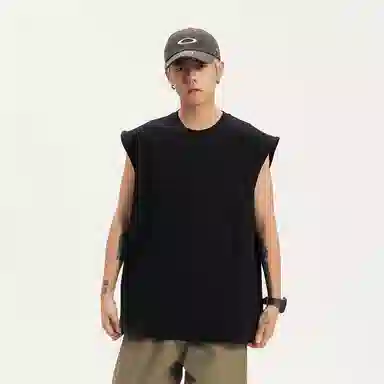 兰缪 日系纯色简约宽松百搭圆领休闲亲肤柔软舒适透气无袖背心 男女同款