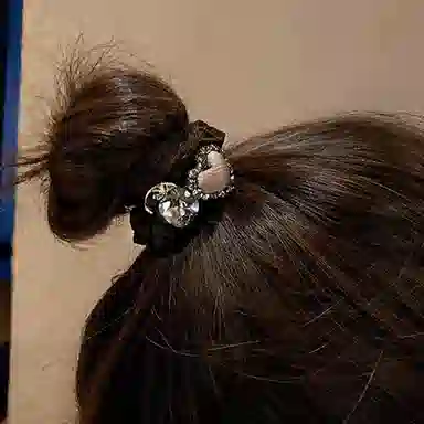 左欧 爱心 精致韩国高档丸子头扎头发 布艺 头绳 女款