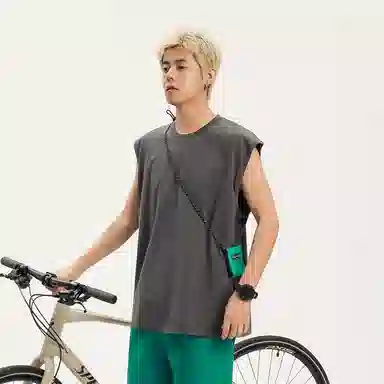 兰缪 日系纯色简约宽松百搭圆领休闲亲肤柔软舒适透气无袖背心 男女同款