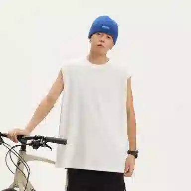 兰缪 日系纯色简约宽松百搭圆领休闲亲肤柔软舒适透气无袖背心 男女同款