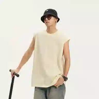 兰缪 日系纯色简约宽松百搭圆领休闲亲肤柔软舒适透气无袖背心 男女同款