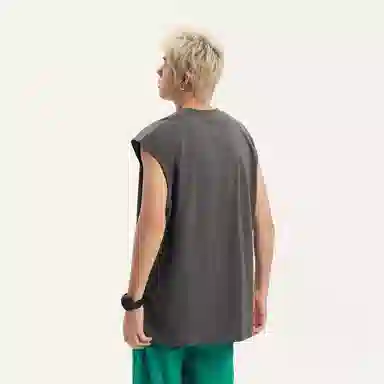 兰缪 日系纯色简约宽松百搭圆领休闲亲肤柔软舒适透气无袖背心 男女同款