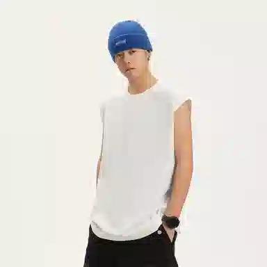 兰缪 日系纯色简约宽松百搭圆领休闲亲肤柔软舒适透气无袖背心 男女同款