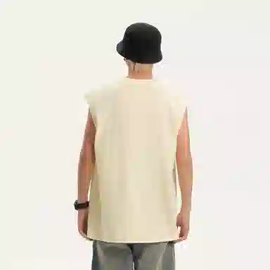 兰缪 日系纯色简约宽松百搭圆领休闲亲肤柔软舒适透气无袖背心 男女同款