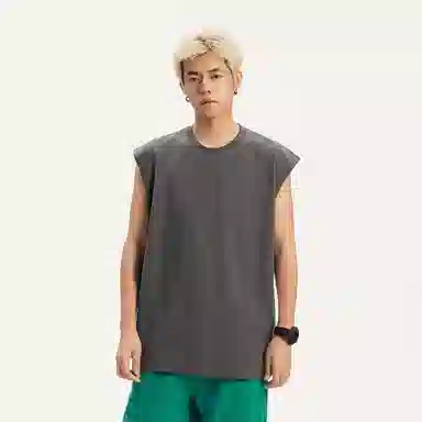 兰缪 日系纯色简约宽松百搭圆领休闲亲肤柔软舒适透气无袖背心 男女同款