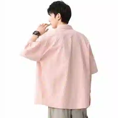 袋鼠 简约纯色宽松休闲百搭短袖衬衫 男女同款