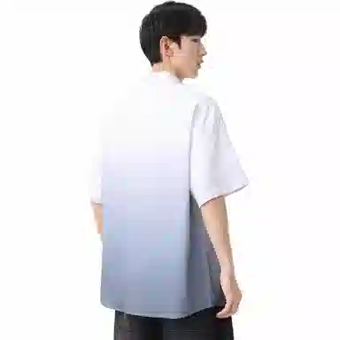 袋鼠 美式复古基础款简约宽松休闲轻薄透气凉感翻领短袖衬衫 男女同款