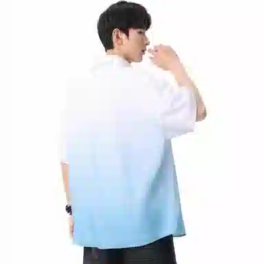 袋鼠 美式复古基础款简约宽松休闲轻薄透气凉感翻领短袖衬衫 男女同款