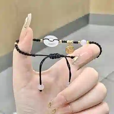 中国珠宝 圆满幸福 转运珠平安喜乐岁岁平安 开运吉祥如意本命年上岸手工编绳好运 玉髓 手链 男女同款情侣款