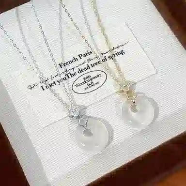 【普陀山官方已过香】 普陀山文创 个性时尚四叶草平安扣国风新中式小清新璀璨闪耀吊坠#好运 玉髓 项链 女款