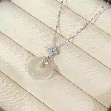 【普陀山官方已过香】 普陀山文创 个性时尚四叶草平安扣国风新中式小清新璀璨闪耀吊坠#好运 玉髓 项链 女款