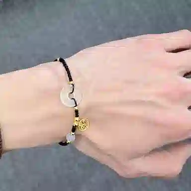 中国珠宝 圆满幸福 转运珠平安喜乐岁岁平安 开运吉祥如意本命年上岸手工编绳好运 玉髓 手链 男女同款情侣款