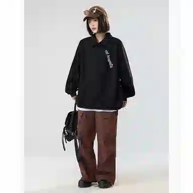 红蜻蜓 休闲慵懒时尚百搭潮流简约卫衣 男女同款 黑色