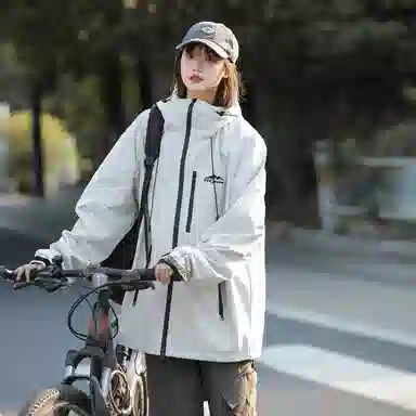 依文  简约字母宽松休闲连帽  防水防风透气保暖冲锋衣 男女同款