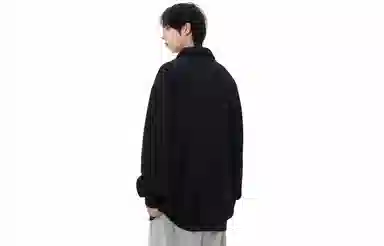 木林森 休闲假两件麻花纹设计翻领设计套头条纹长袖衬衫 男女同款