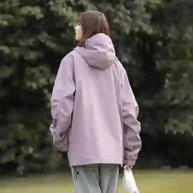 依文  简约字母宽松休闲连帽  防水防风透气保暖冲锋衣 男女同款