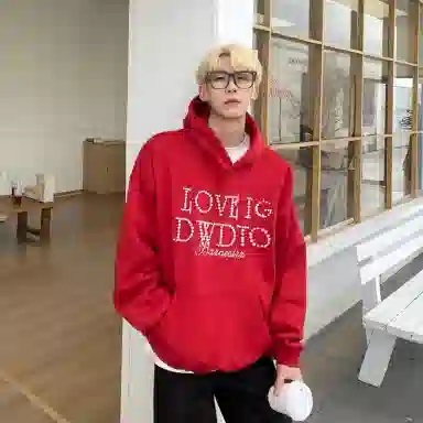 物质公式 美式复古轻奢重磅立体珍珠定珠圆点发泡印花工艺标语排版设计连帽套头潮牌帽衫时尚休闲保暖卫衣 男女同款