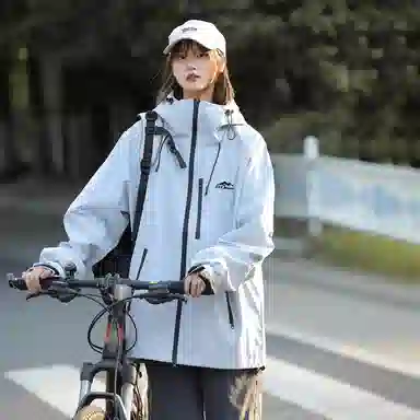依文  简约字母宽松休闲连帽  防水防风透气保暖冲锋衣 男女同款