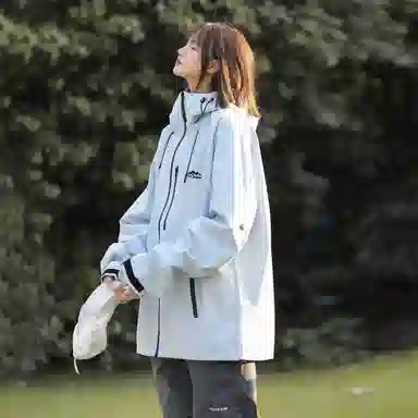 依文  简约字母宽松休闲连帽  防水防风透气保暖冲锋衣 男女同款