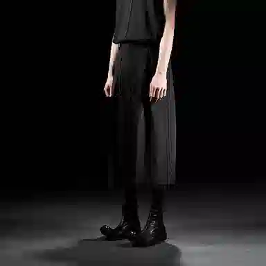 幻象者 原创设计拼接阔腿宽松七分休闲裤 男女同款 黑色