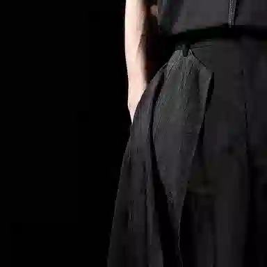 幻象者 原创设计拼接阔腿宽松七分休闲裤 男女同款 黑色