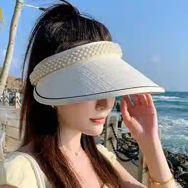 优幽兰 法式优雅高级感 小香风空顶帽 时尚百搭气质大帽檐显脸小太阳帽 户外遮阳防紫外线 涤纶 防晒帽 女款