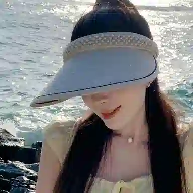 优幽兰 法式优雅高级感 小香风空顶帽 时尚百搭气质大帽檐显脸小太阳帽 户外遮阳防紫外线 涤纶 防晒帽 女款