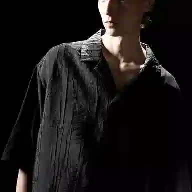 幻象者 百搭纯色宽松古巴领短长袖衬衫 男女同款 黑色