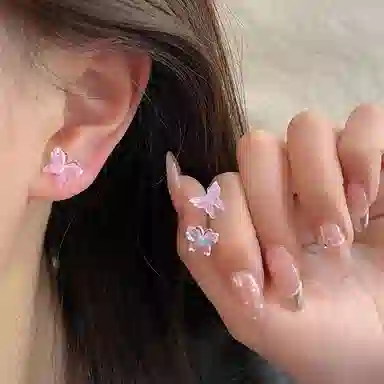 迎百宝 接住招财蝴蝶玄学 好运 轻奢气质梦幻少女感灵动优雅在逃公主修饰脸型耳饰套装 蝴蝶仙子浪漫氛围感耳钉 男女同款情侣款