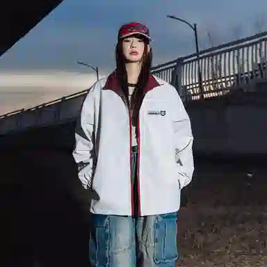 王者荣耀 鲁班七号星空梦想款 美式复古高街纯色设计字母户外防风潮流休闲宽松立领工装机能风无性别通勤舒适夹克外套 男女同款