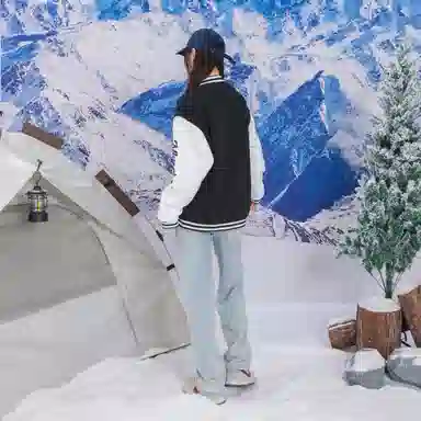 NBNO Retro Letter Logo Baseball Jacket Set