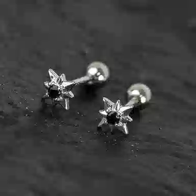 丹琴 八芒星 螺纹个性冷淡风潮流气质高级感百搭 镀银 耳钉 男女同款情侣款