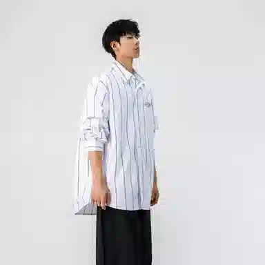 王者荣耀 鲁班七号星空梦想款 日系简约基础款创意条纹格纹宽松小衫休闲松弛感百搭户外通勤上衣痞帅少年感长袖衬衫 男女同款
