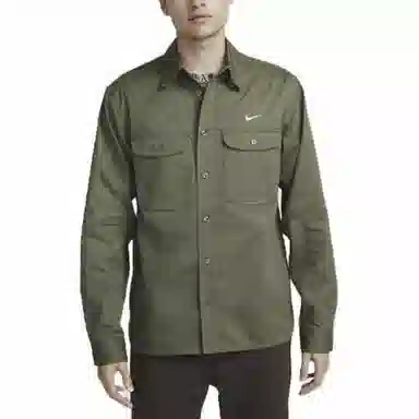 Nike SB Logo Embroidered Long Sleeve Shirt Olive