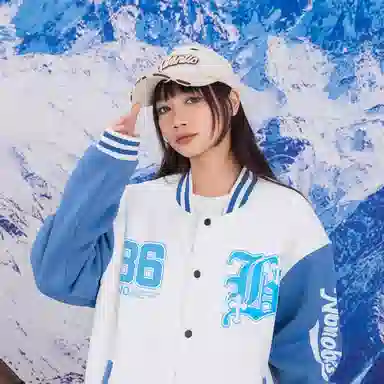NBNO Retro Letter Logo Baseball Jacket Set