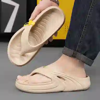 南极人 经典纯色简约时尚居家户外 防磨防滑人字拖鞋 男款