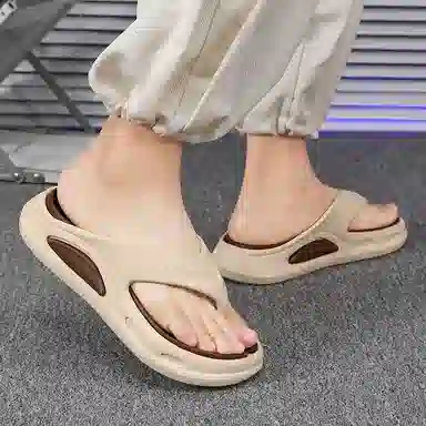 南极人 潮流撞色设计居家户外休闲 防磨防滑人字拖鞋 男款