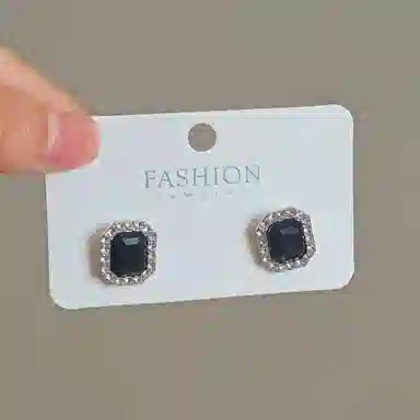 彤彤兔 方形镶嵌 合金 耳钉 女款