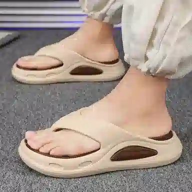 南极人 潮流撞色设计居家户外休闲 防磨防滑人字拖鞋 男款