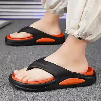 南极人 潮流撞色设计居家户外休闲 防磨防滑人字拖鞋 男款