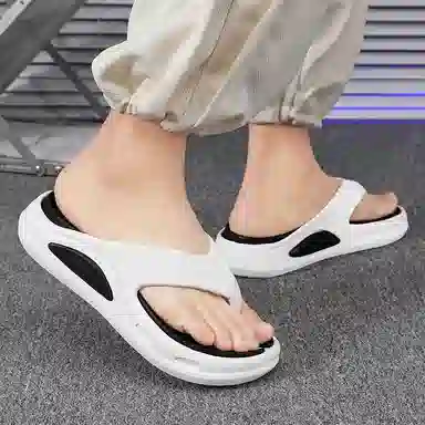 南极人 潮流撞色设计居家户外休闲 防磨防滑人字拖鞋 男款