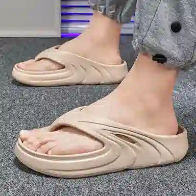 南极人 经典纯色简约时尚居家户外 防磨防滑人字拖鞋 男款